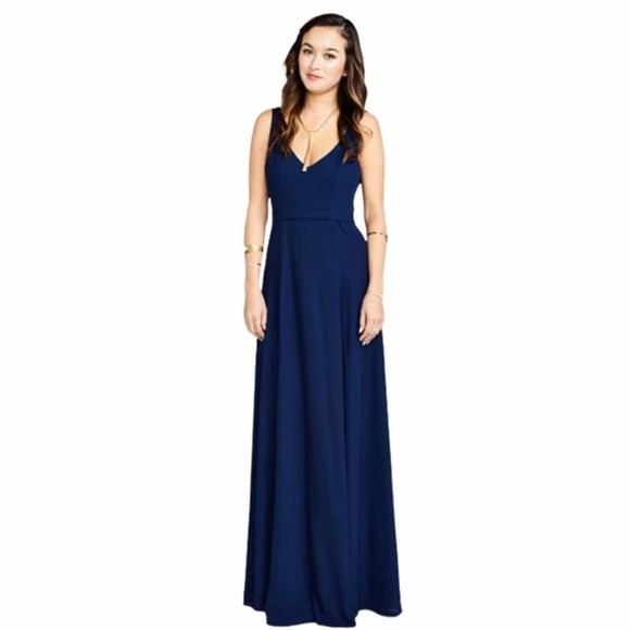 Show Me Your Mumu Womens Jenn Maxi Dress Formal Navy Size Small
